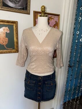 Vintage Y2K Shimmery V-Neck Wrap Top